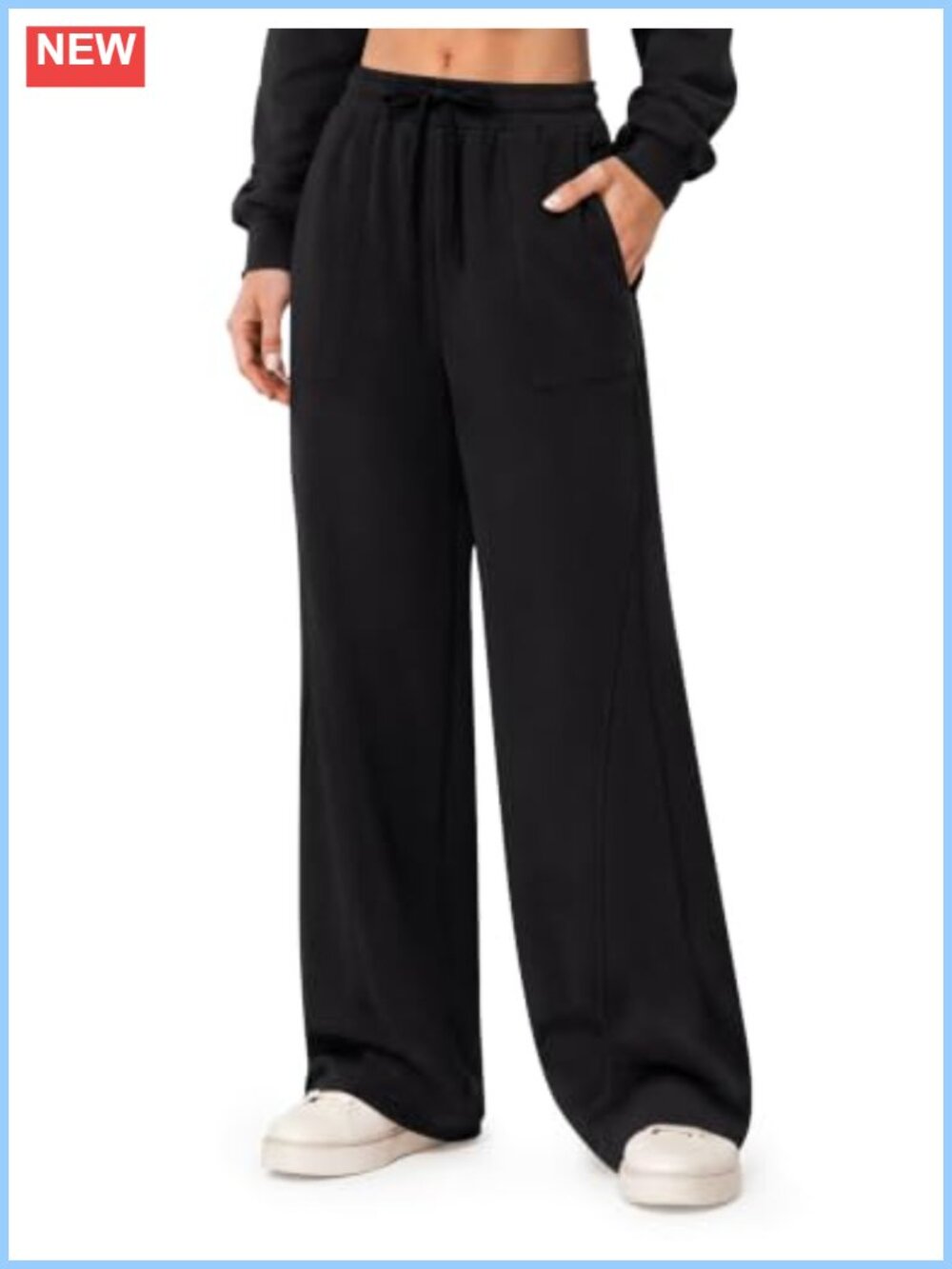 Wide Leg Fleece Sweatpants Cotton Polyester Drawstring Pockets Lounging